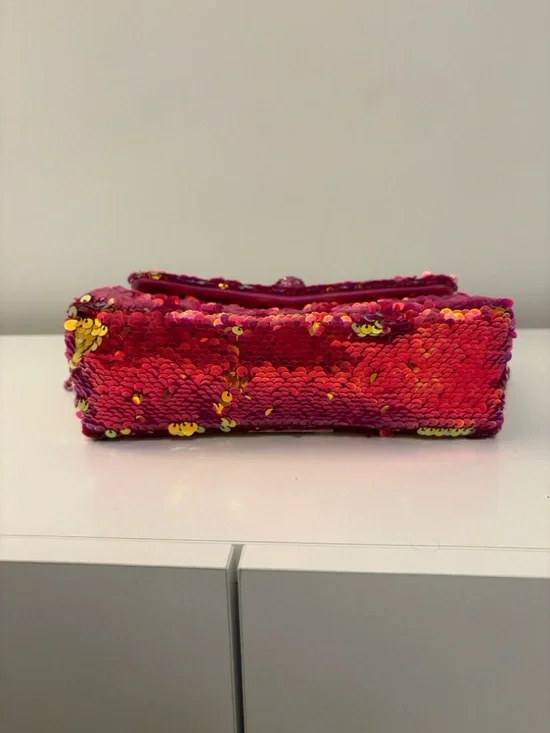 Kurt Geiger Pink and Gold Sequin Chain Crossbody Bag - Picture 12 of 16